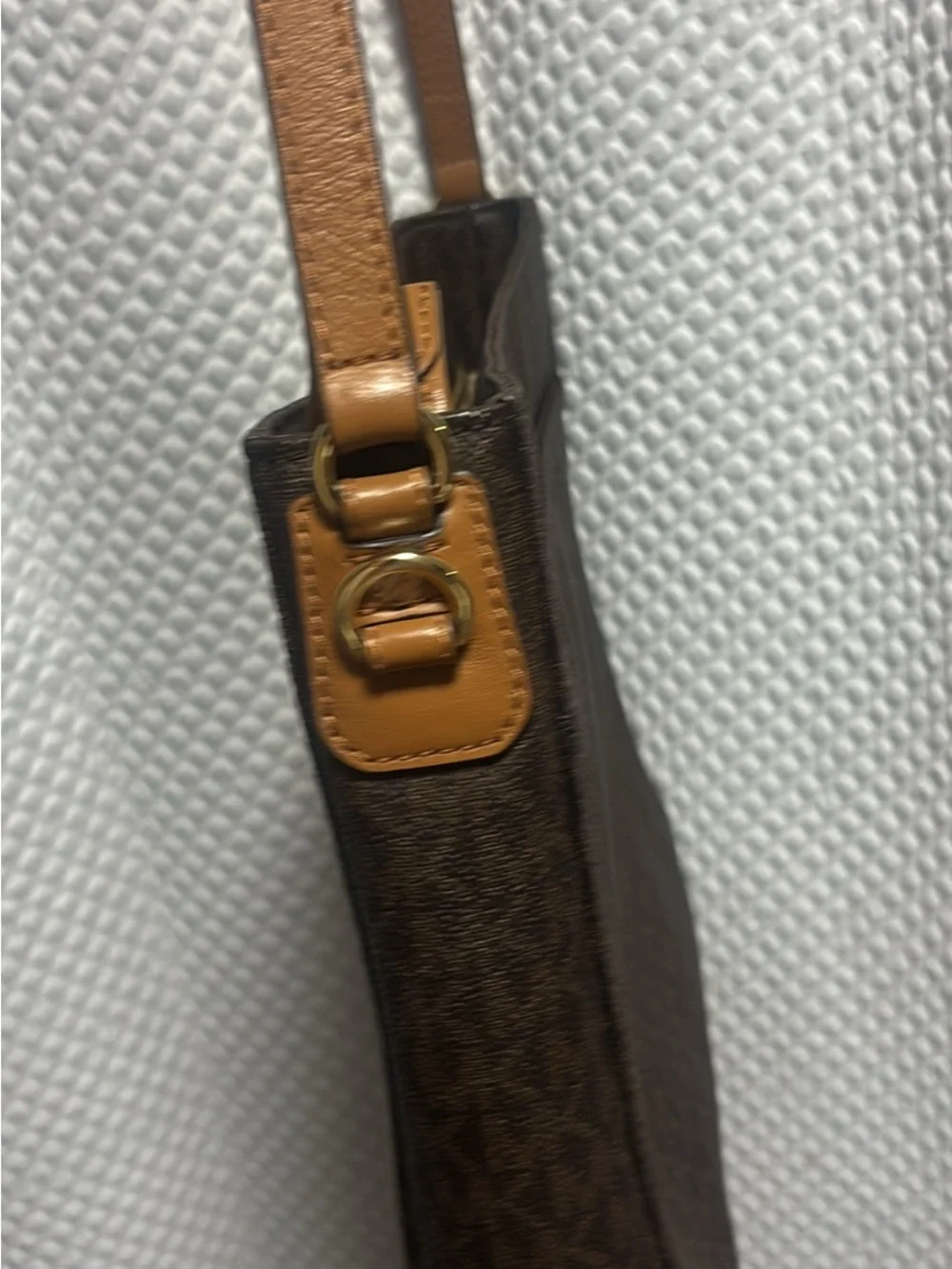 Michael Kors Dark Brown Signature Logo Shoulder Bag with Gold Hardware